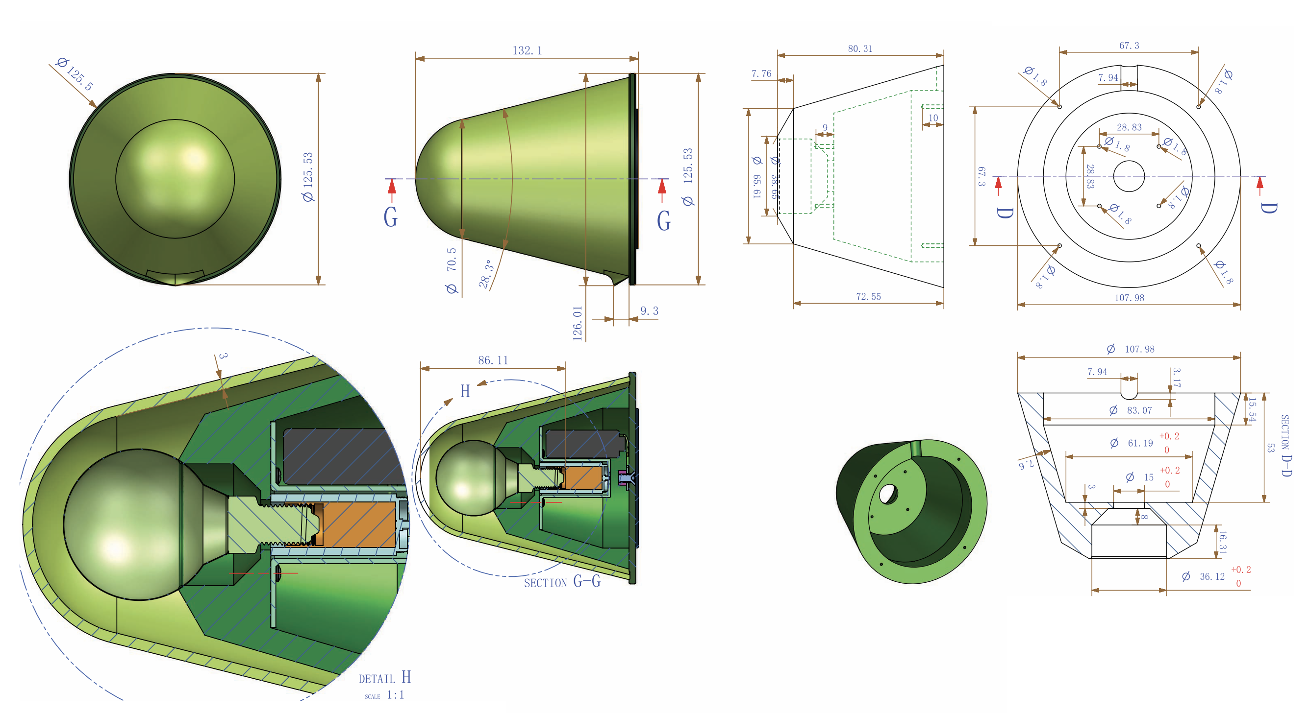 Engineering drawings — cross-section, dimensions, views