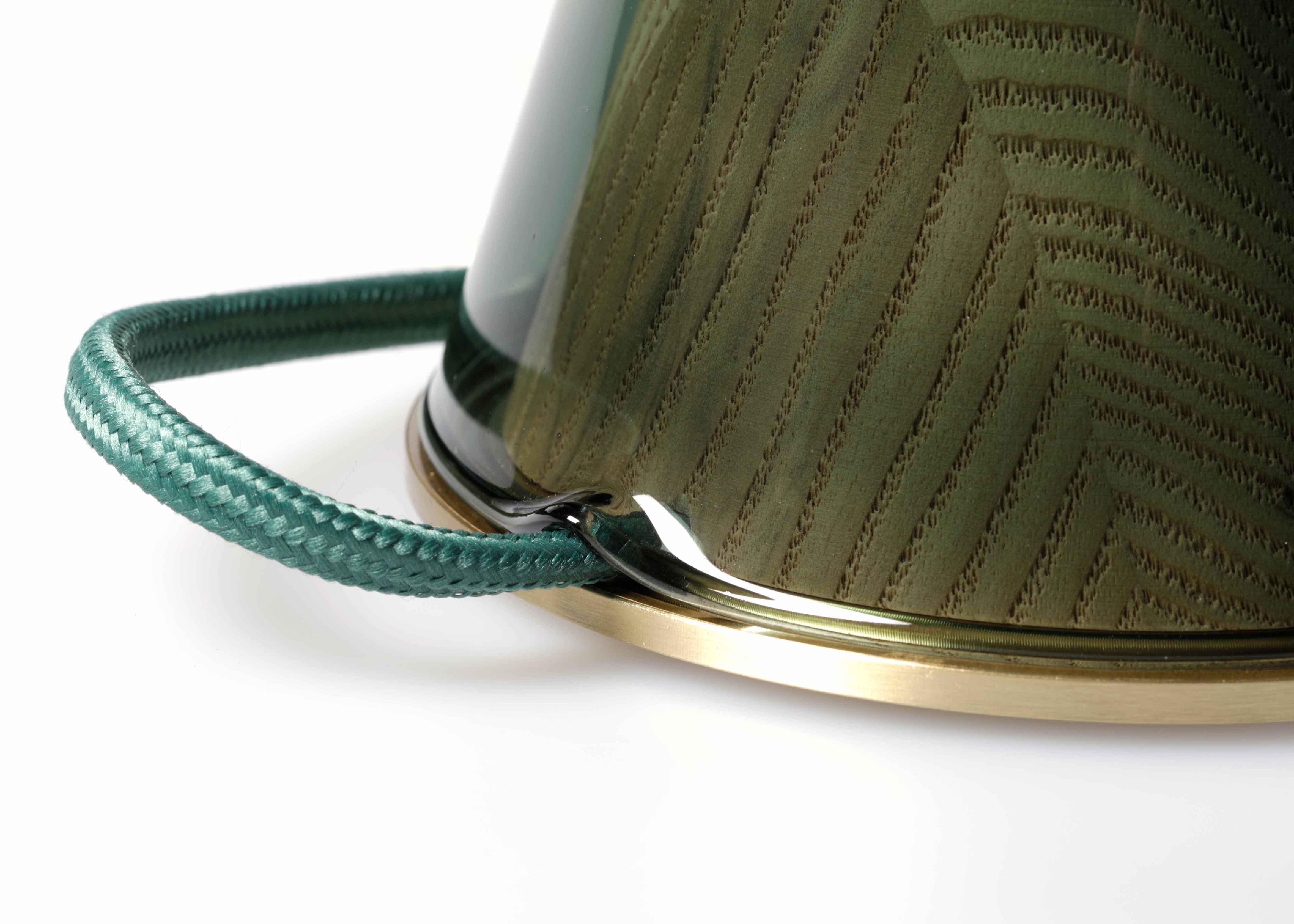 Sedum lamp, cord and brass detail