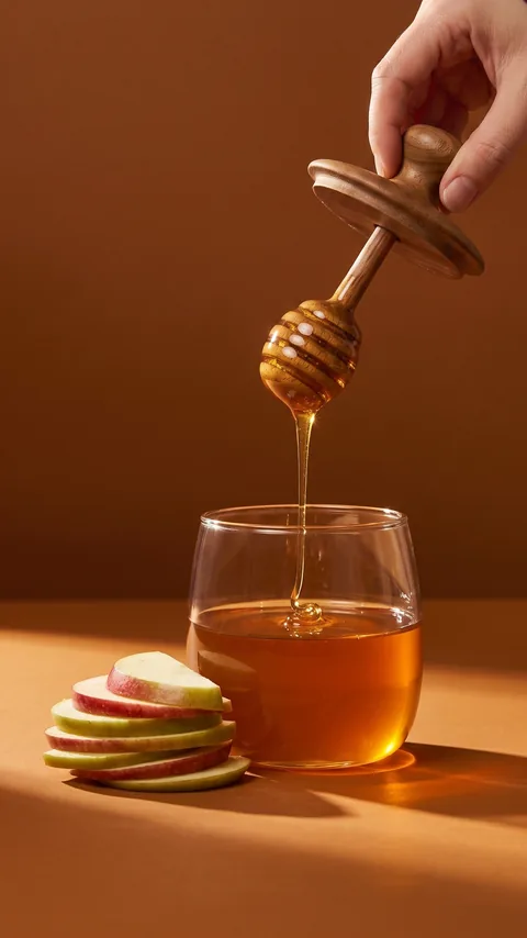 Ad: honey drizzling from the dipper into the jar.
