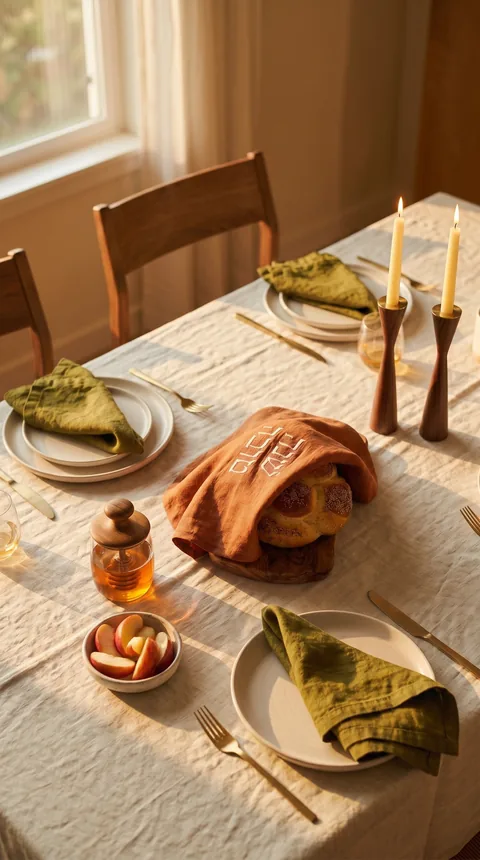 Ad: the holiday table set for Rosh Hashanah.